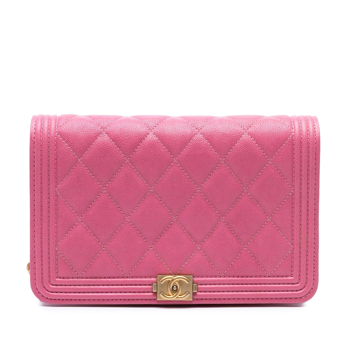 Pink Chanel Small Quilted Caviar Boy Flap Crossbody Bag