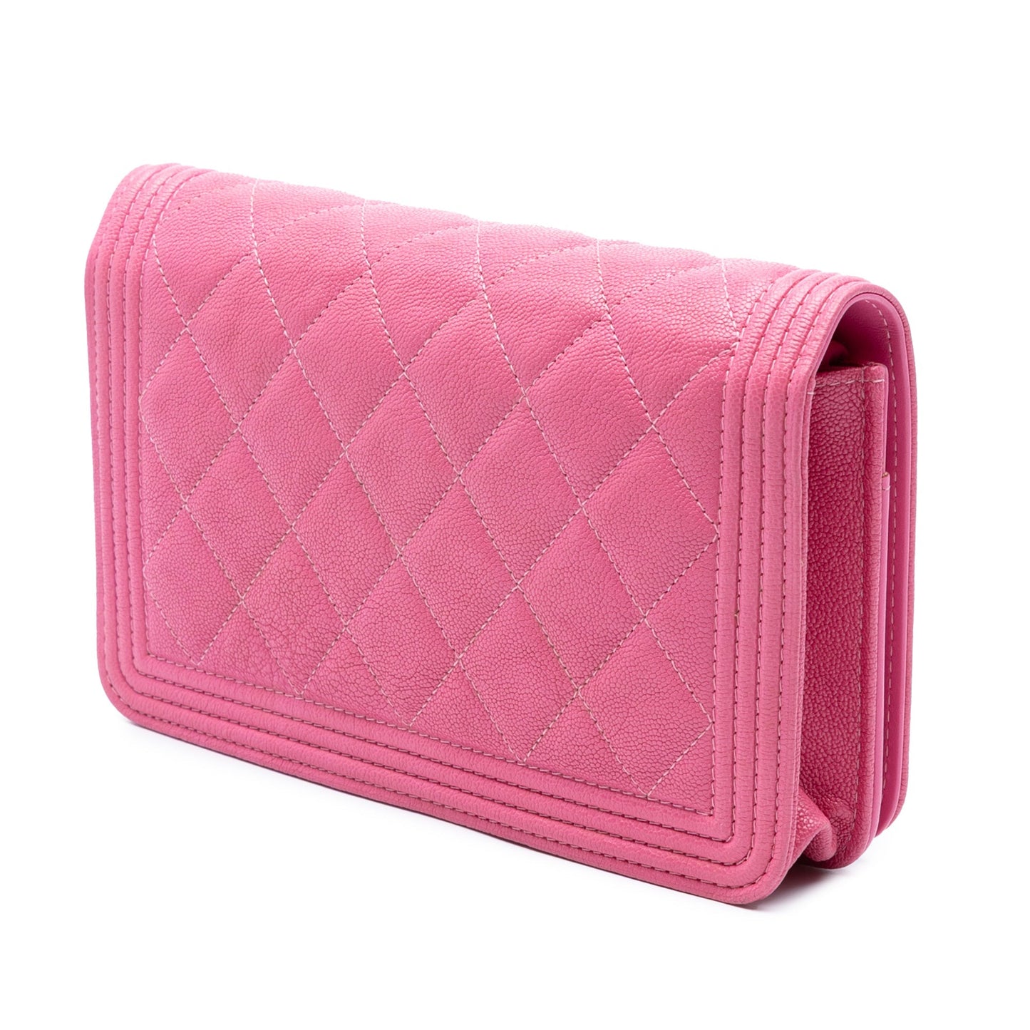 Pink Chanel Small Quilted Caviar Boy Flap Crossbody Bag
