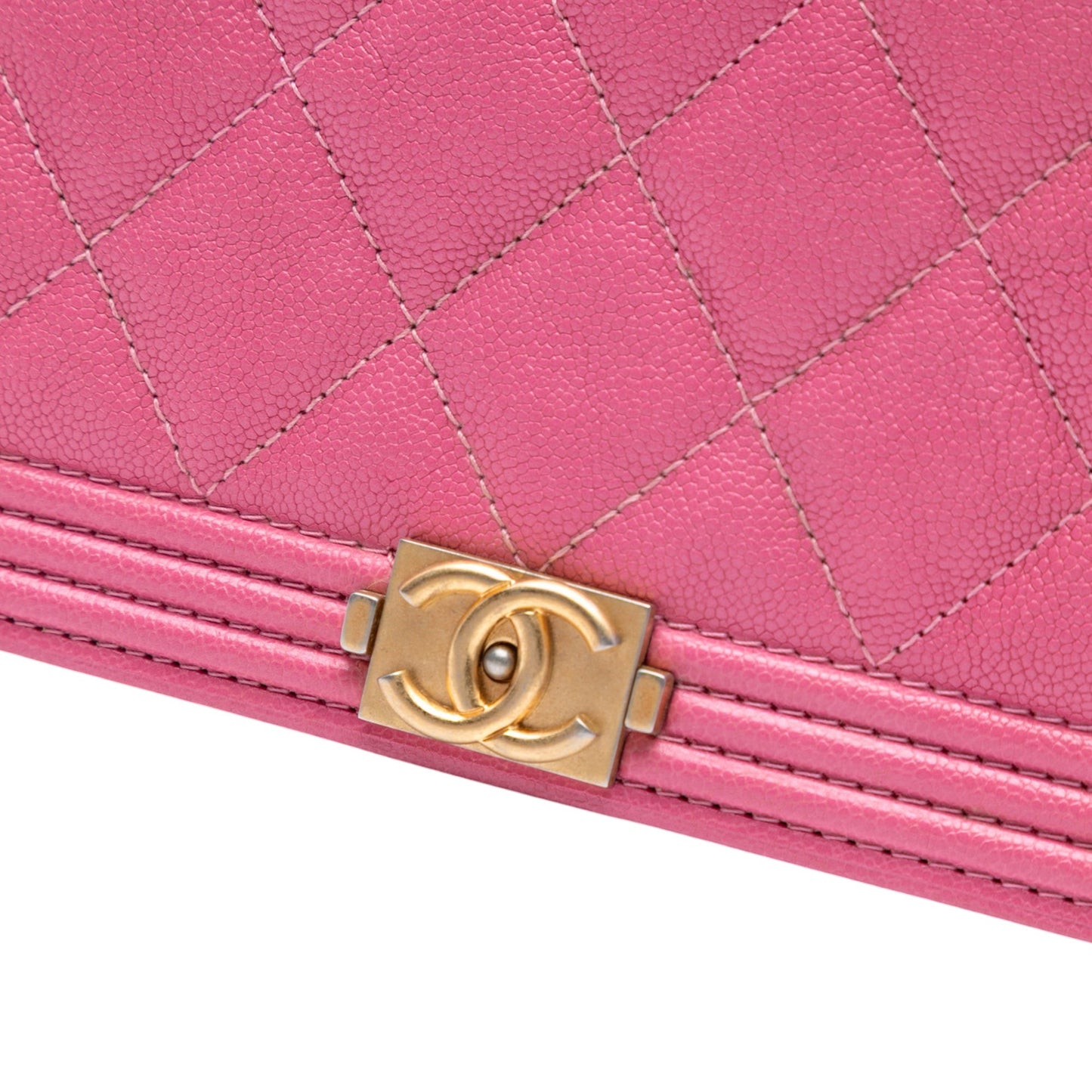 Pink Chanel Small Quilted Caviar Boy Flap Crossbody Bag