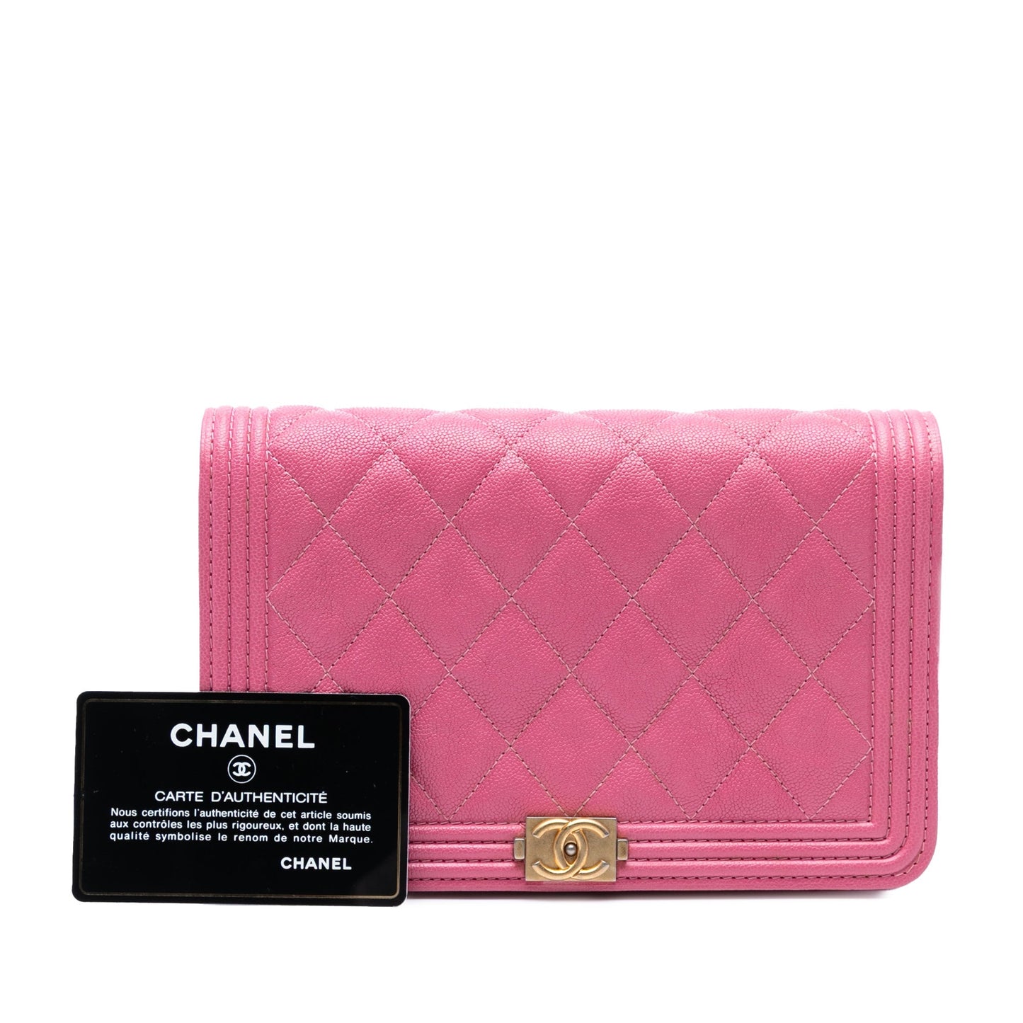 Pink Chanel Small Quilted Caviar Boy Flap Crossbody Bag