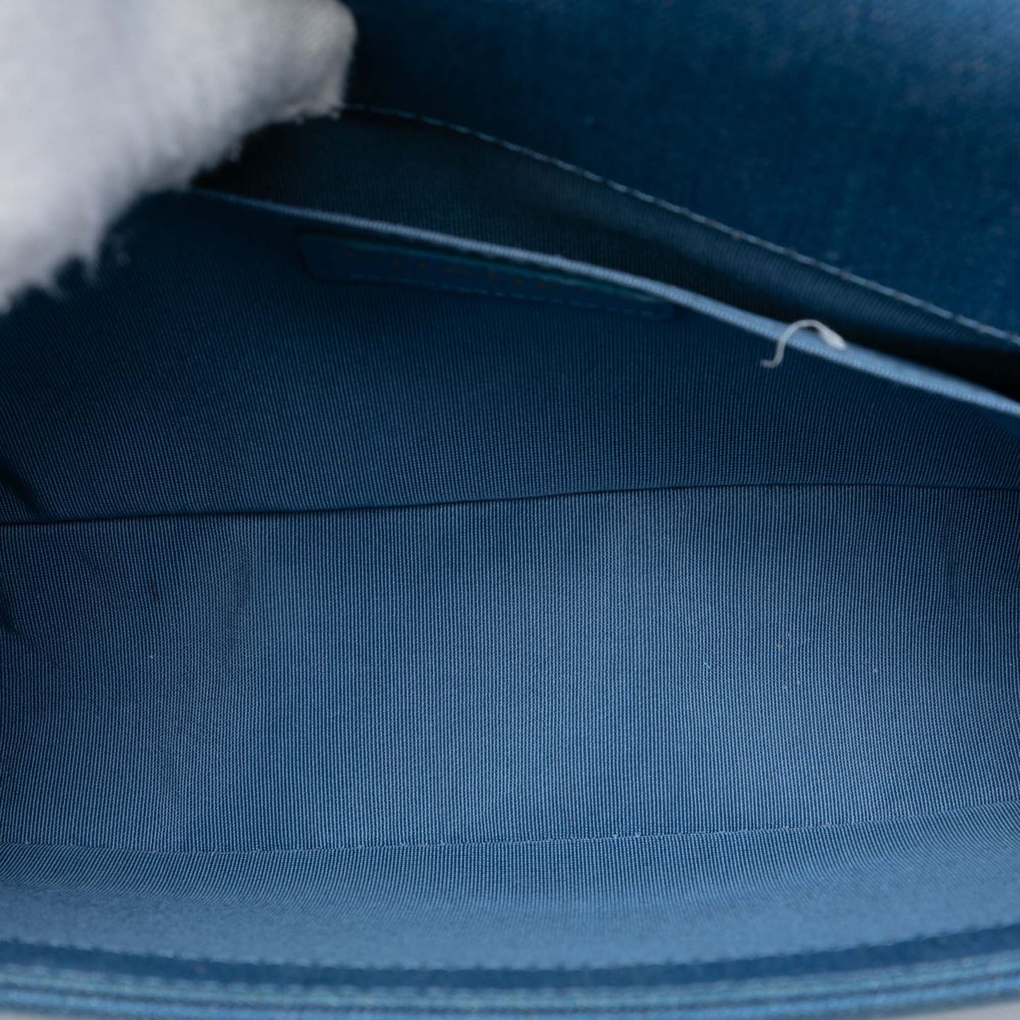 Blue Chanel Old Medium Pleated Denim Boy Flap Crossbody Bag