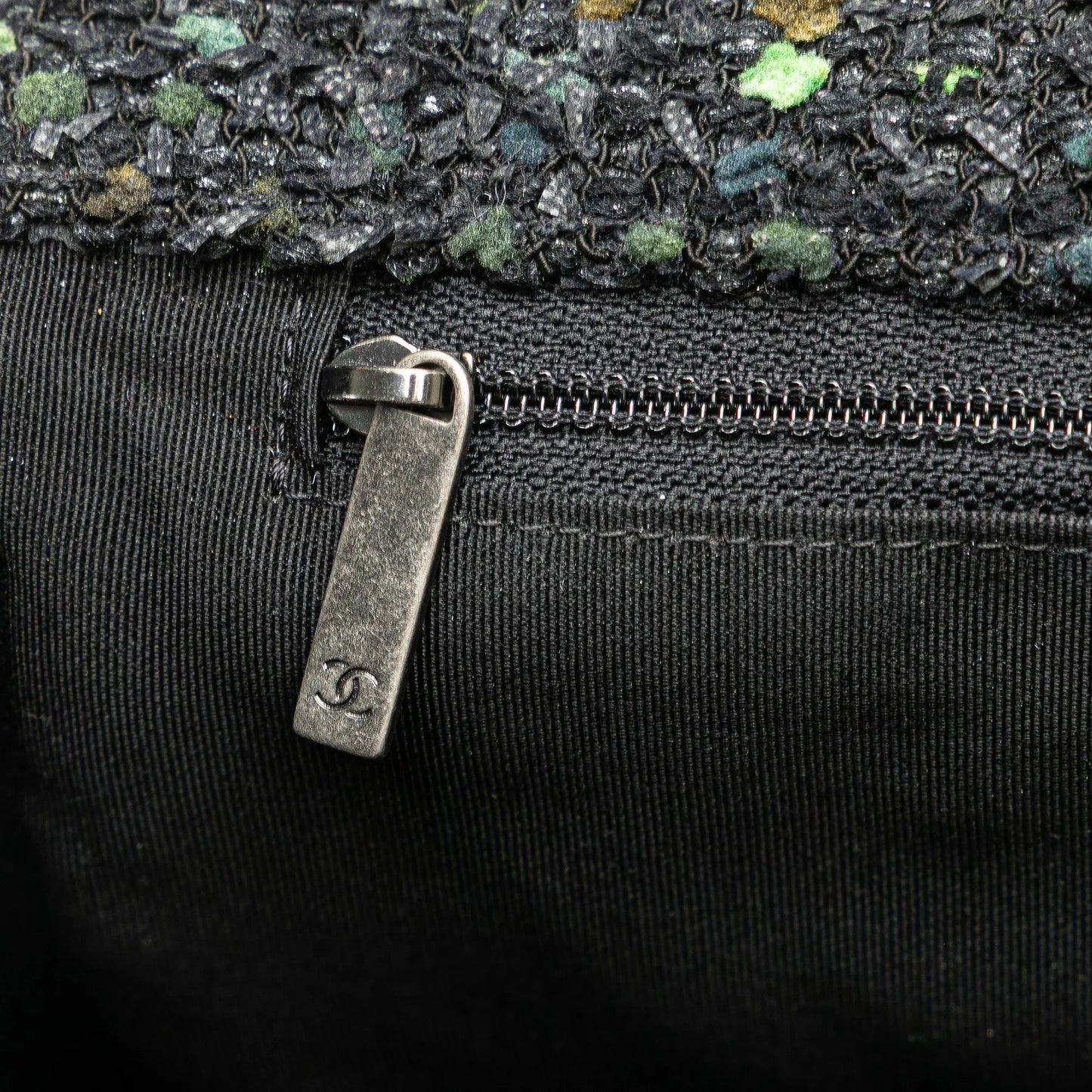 Black Chanel CC Tweed Flap Shoulder Bag