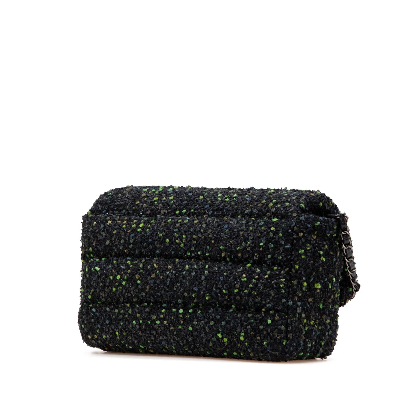 Black Chanel CC Tweed Flap Shoulder Bag