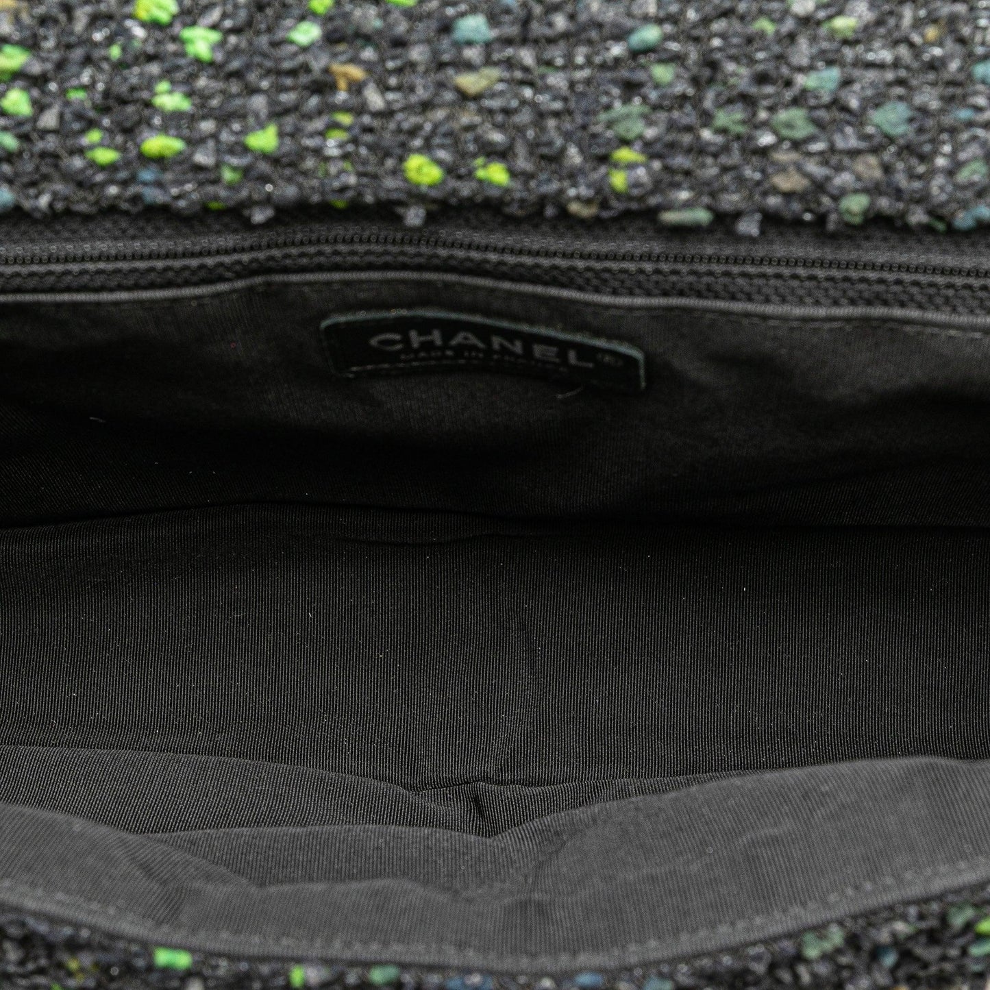 Black Chanel CC Tweed Flap Shoulder Bag