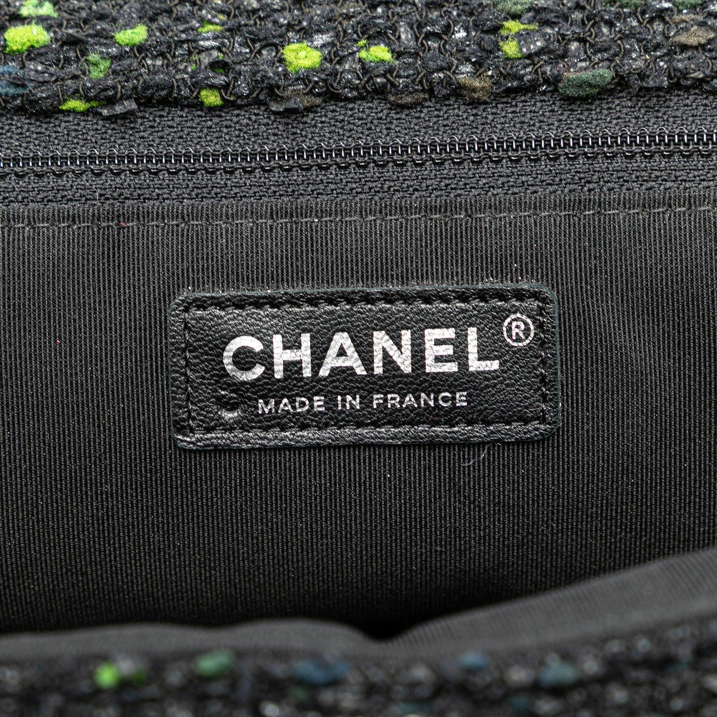 Black Chanel CC Tweed Flap Shoulder Bag