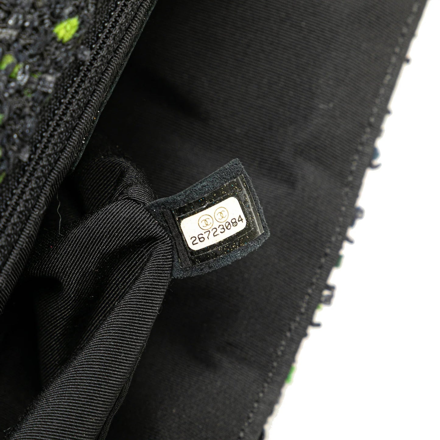 Black Chanel CC Tweed Flap Shoulder Bag