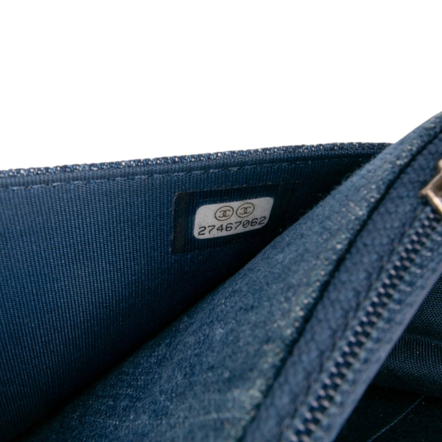 Blue Chanel Quilted Denim Camellia Wallet On Chain Denim Crossbody Bag