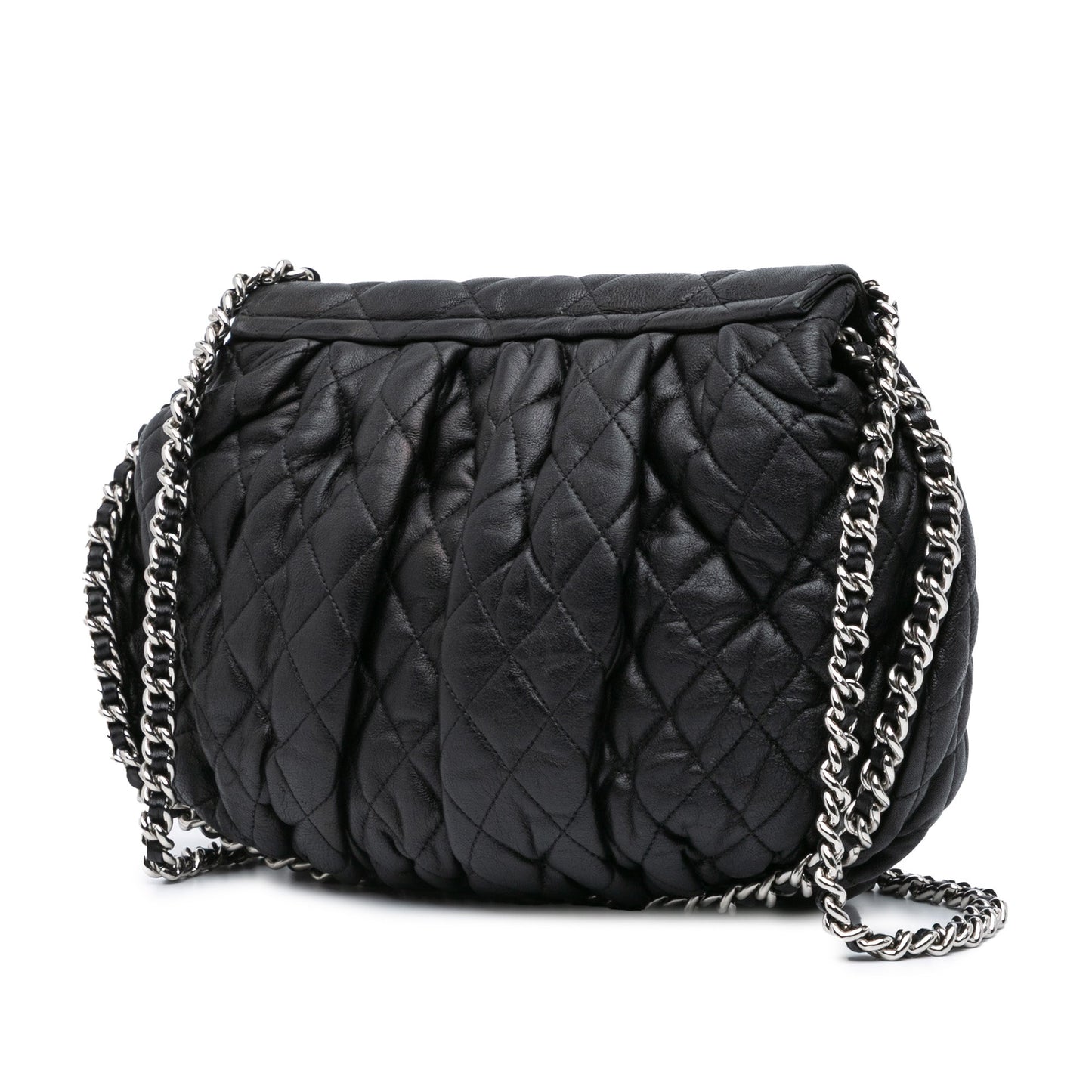 Black Chanel Large Lambskin Chain Around Flap Crossbody Bag