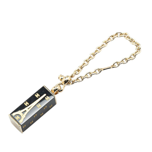 Black Chanel Enamel Eiffel Tower Bag Charm Key Chain