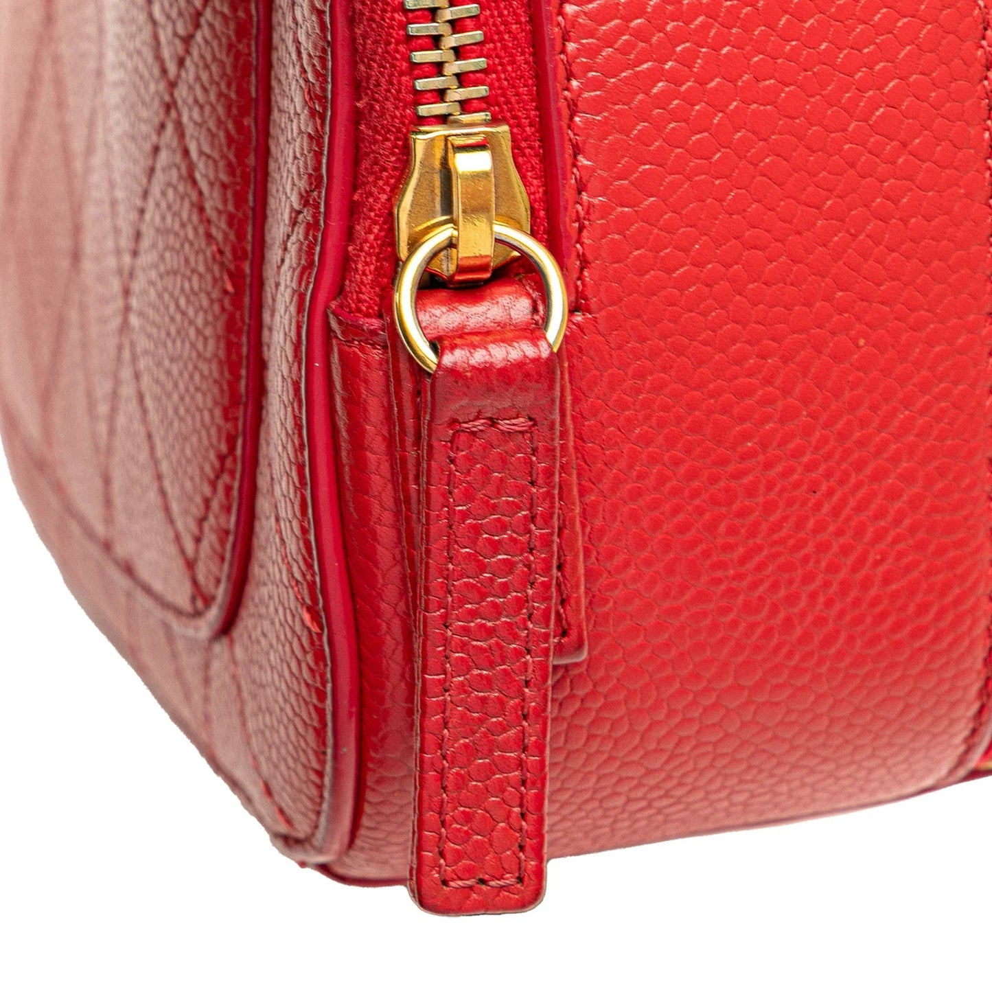 Red Chanel Small Quilted Caviar Top Handle Camera Bag Satchel