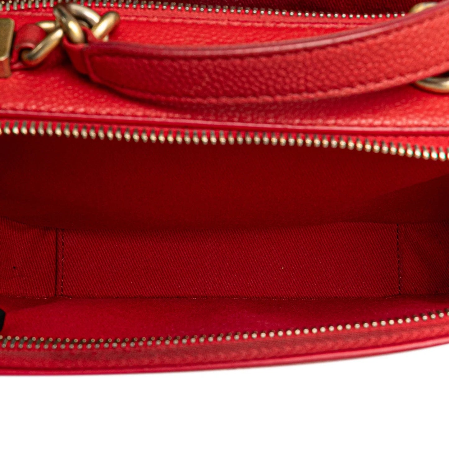 Red Chanel Small Quilted Caviar Top Handle Camera Bag Satchel