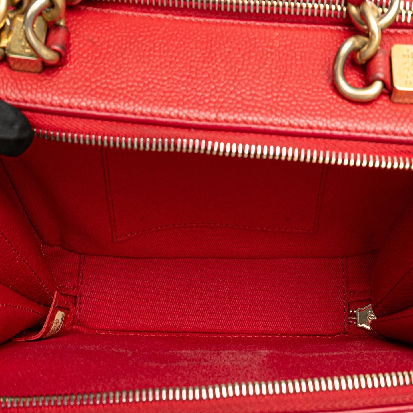 Red Chanel Small Quilted Caviar Top Handle Camera Bag Satchel