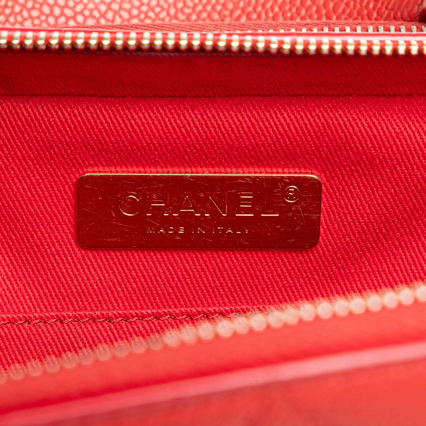 Red Chanel Small Quilted Caviar Top Handle Camera Bag Satchel