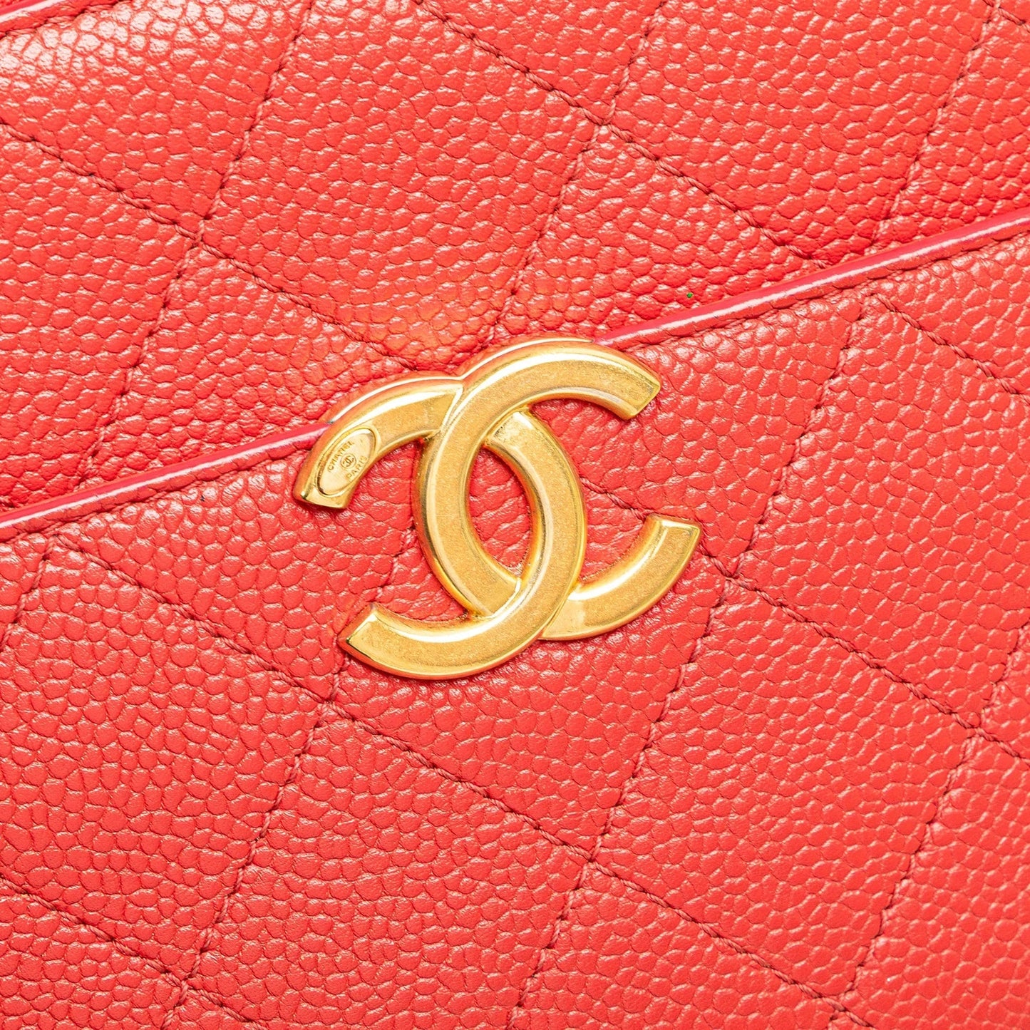 Red Chanel Small Quilted Caviar Top Handle Camera Bag Satchel