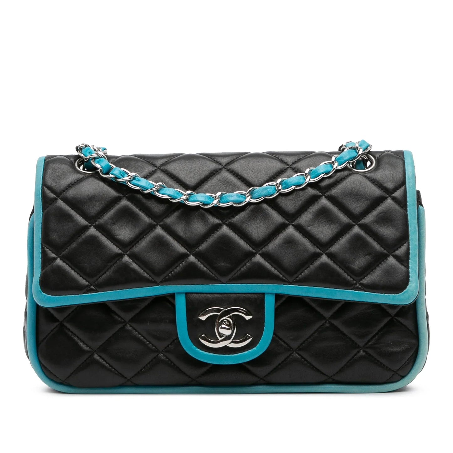Black Chanel Medium Classic Bicolor Quilted Lambskin Double Flap Shoulder Bag