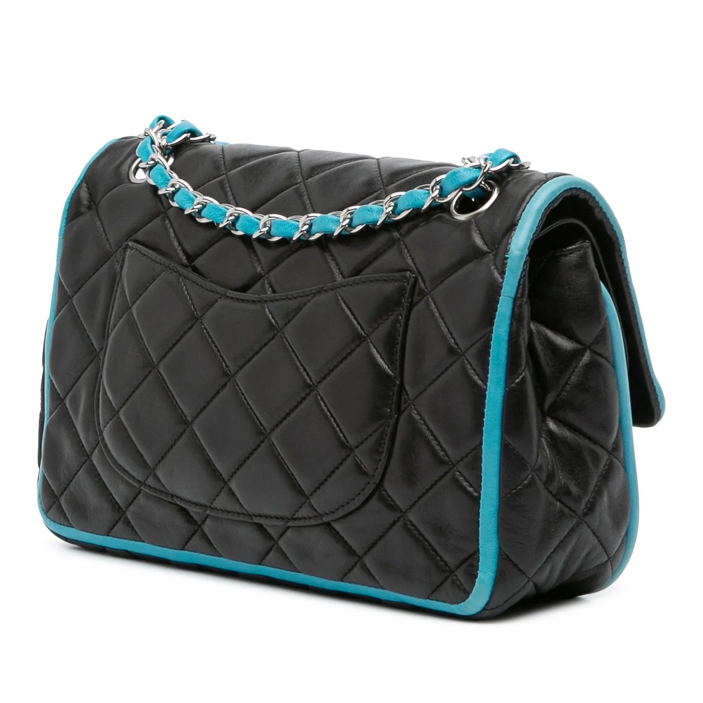 Black Chanel Medium Classic Bicolor Quilted Lambskin Double Flap Shoulder Bag