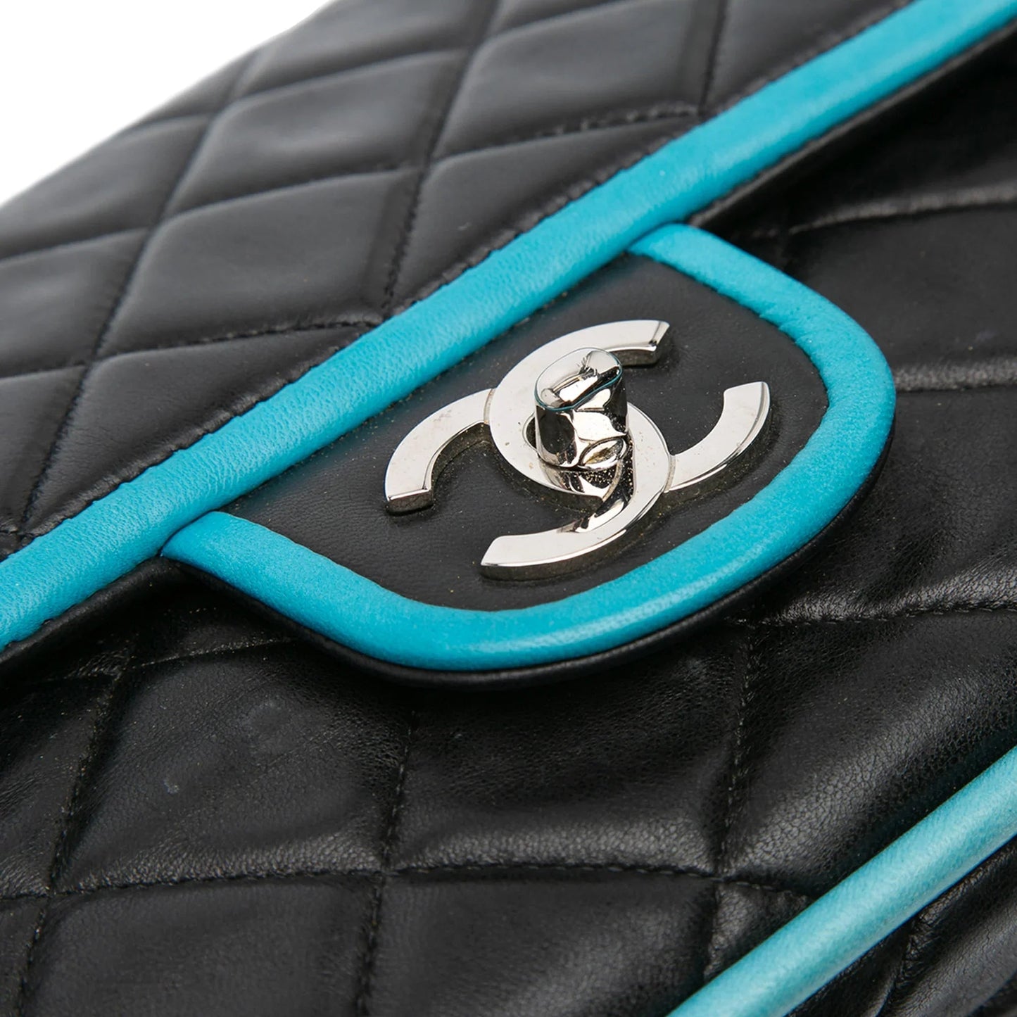 Black Chanel Medium Classic Bicolor Quilted Lambskin Double Flap Shoulder Bag