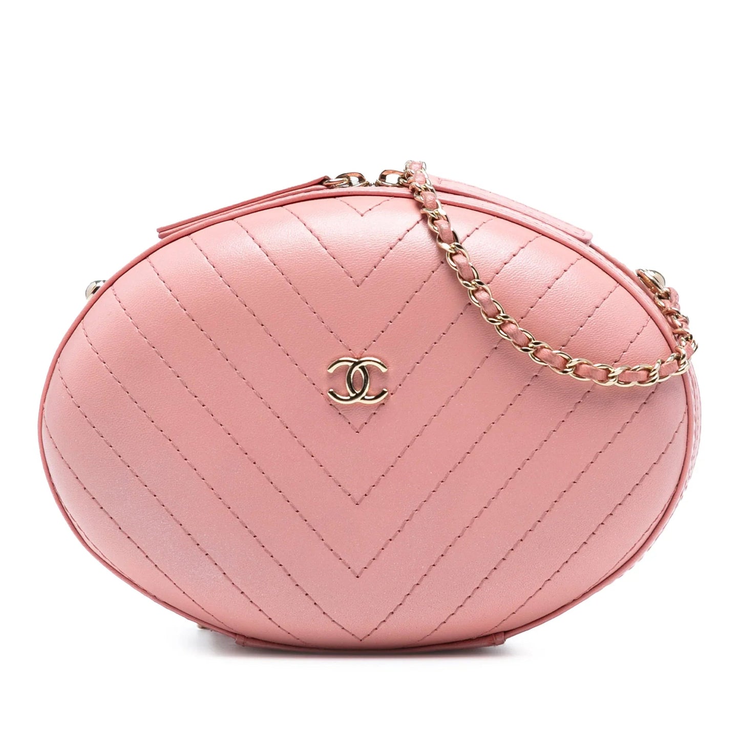 Pink Chanel Chevron Stitched Calfskin La Pausa Evening Bag