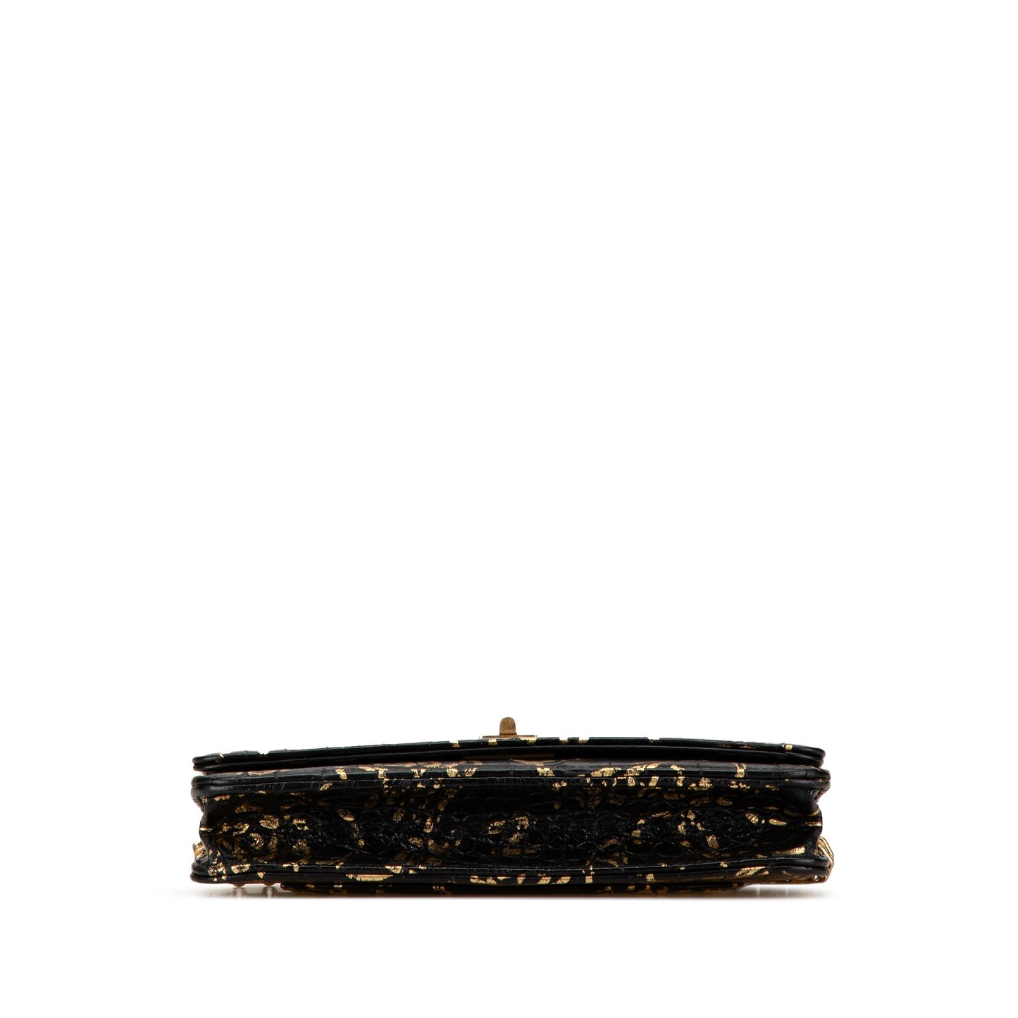 Black Chanel Calfskin Crocodile Embossed Graffiti 2.55 Cocodile Reissue Wallet On Chain Crossbody Bag