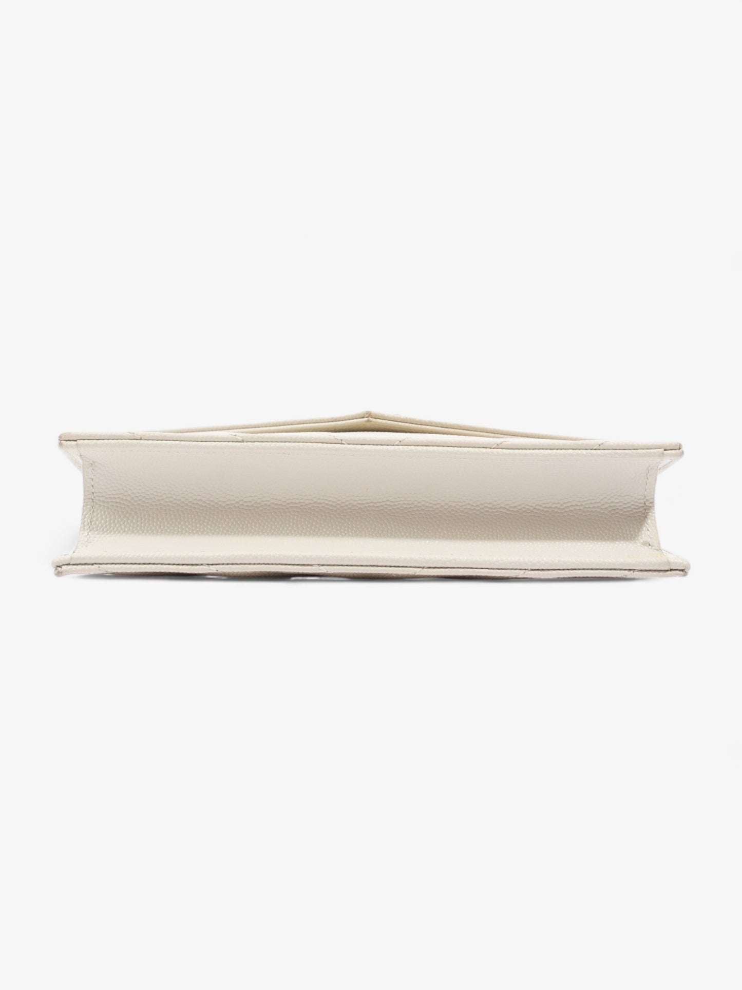 Saint Laurent Cassandra Envelope Chain Wallet Cream Grained Leather