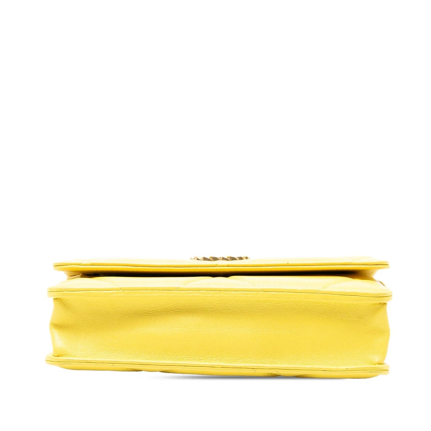 Yellow Chanel Quilted Lambskin 19 Wallet on Chain Satchel