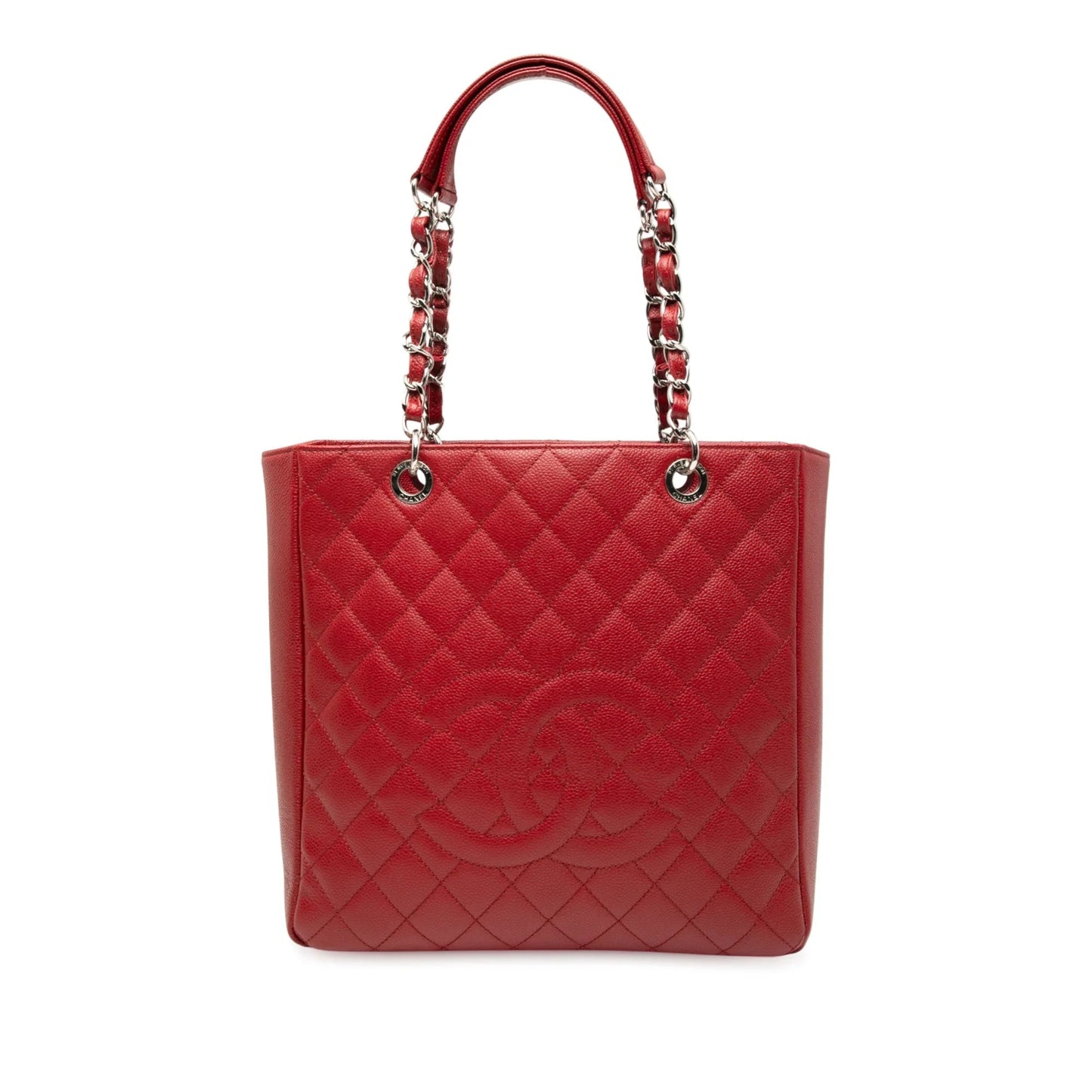 Red Chanel Caviar Vertical Grand Shopping Tote