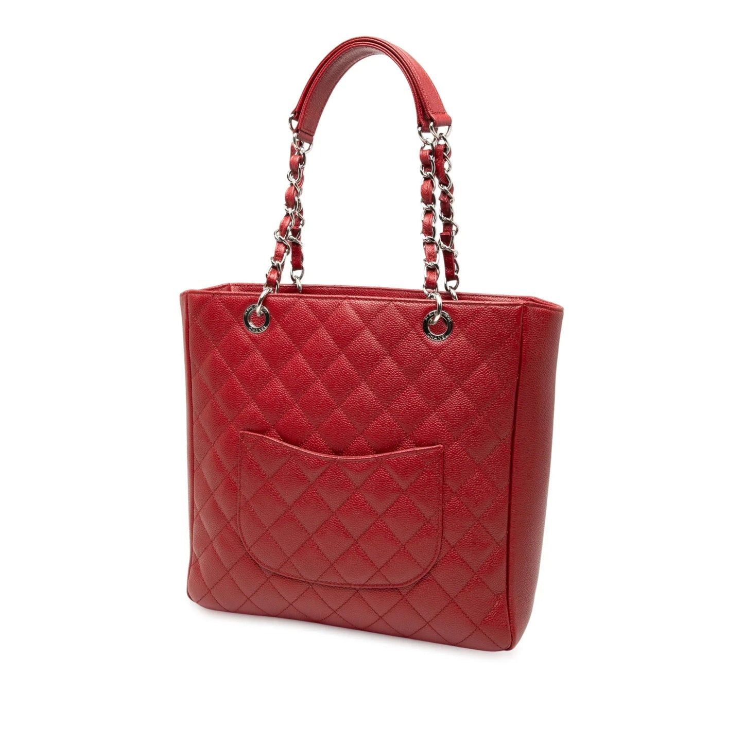 Red Chanel Caviar Vertical Grand Shopping Tote