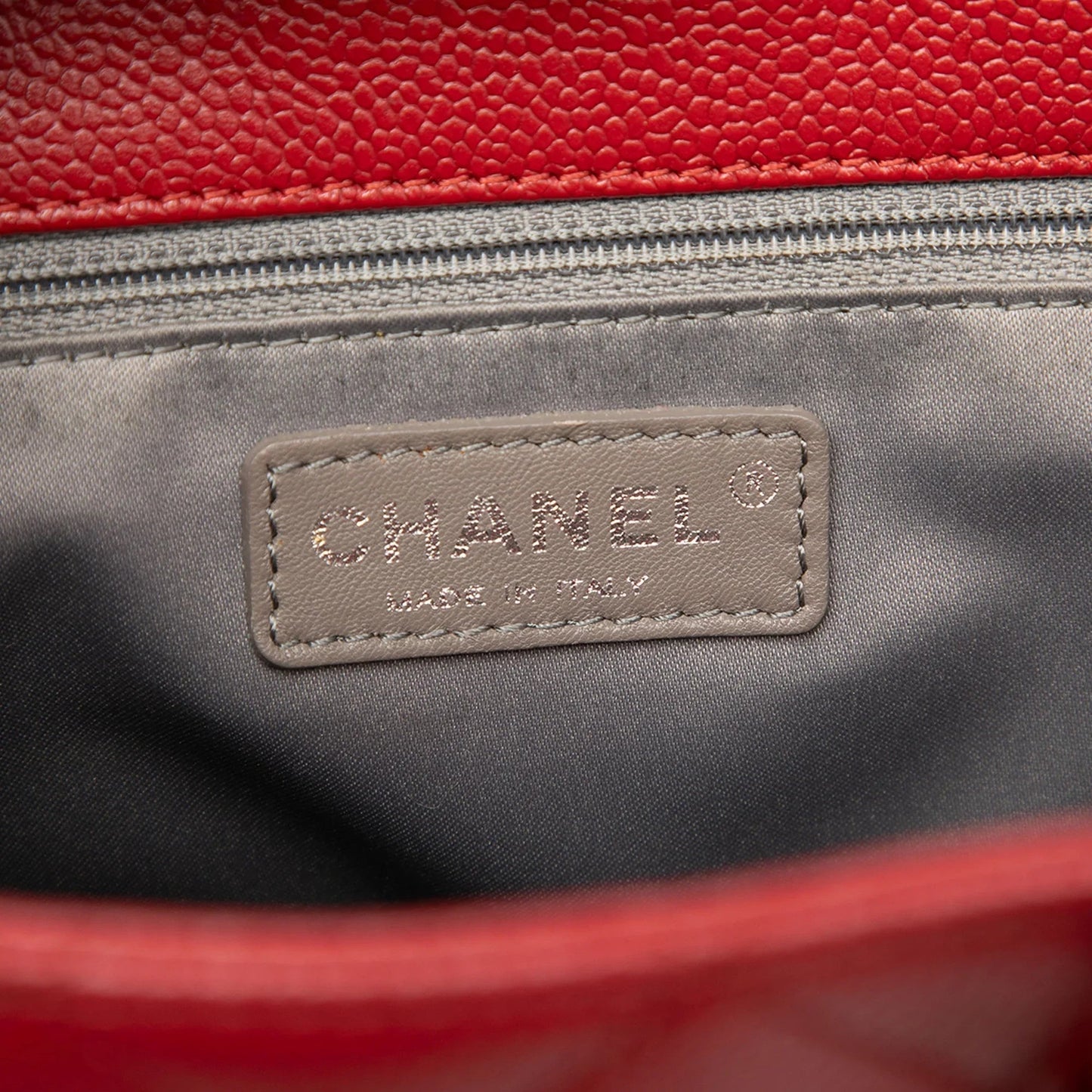 Red Chanel Caviar Vertical Grand Shopping Tote