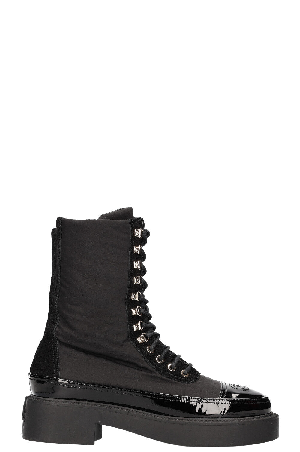 CHANEL Restless Lace Up Boots Black