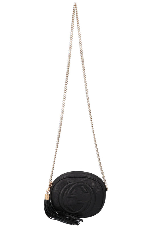 GUCCI Disco Round Tassel Crossbody Bag Black