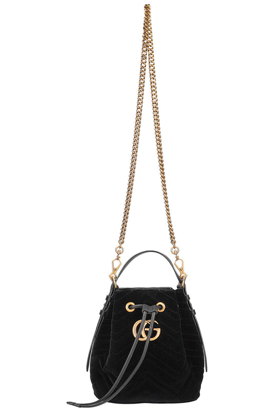 GUCCI Marmont Bucket Bag Velvet Black