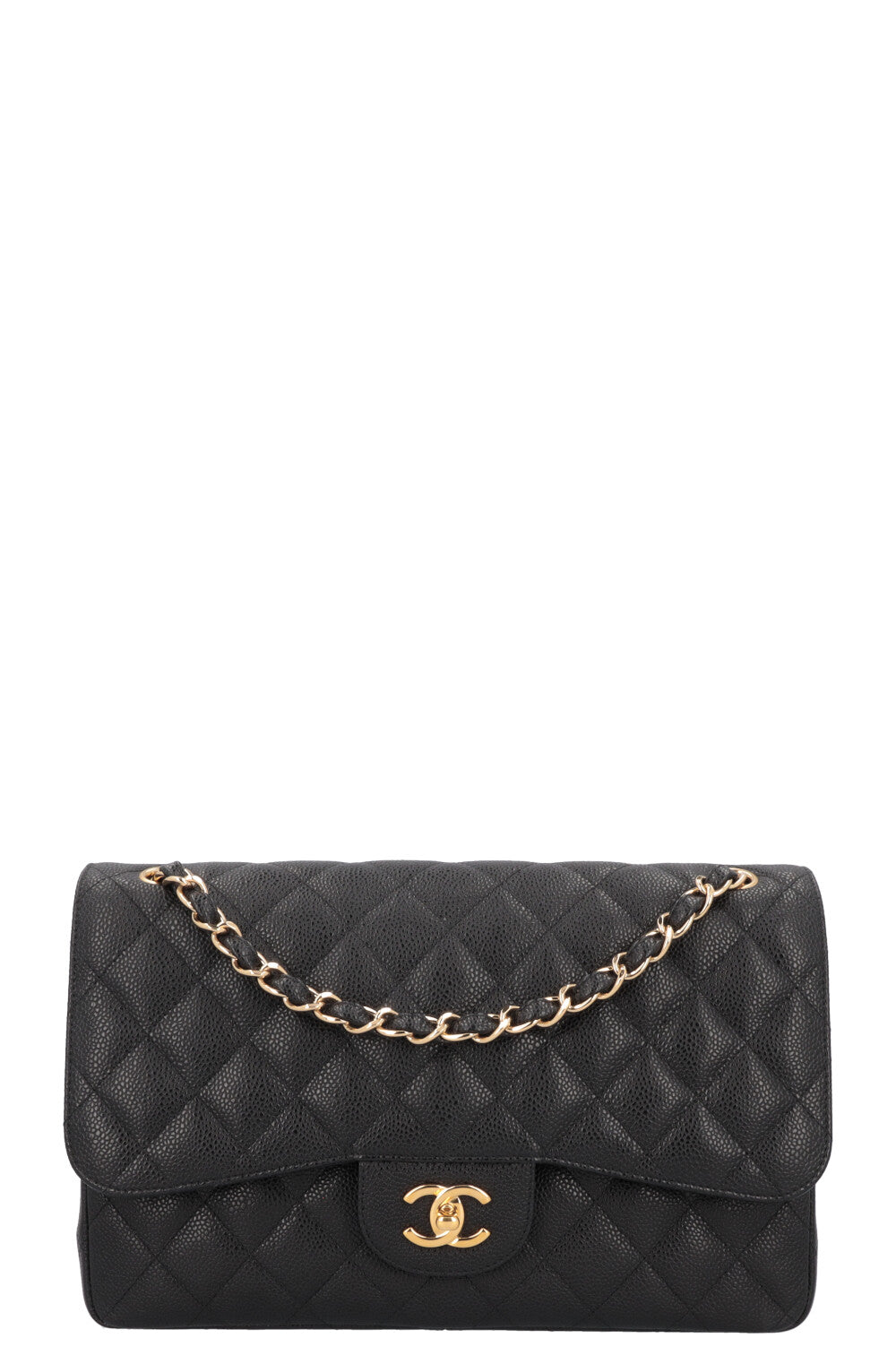 CHANEL Large Double Flap Bag Caviar Black
