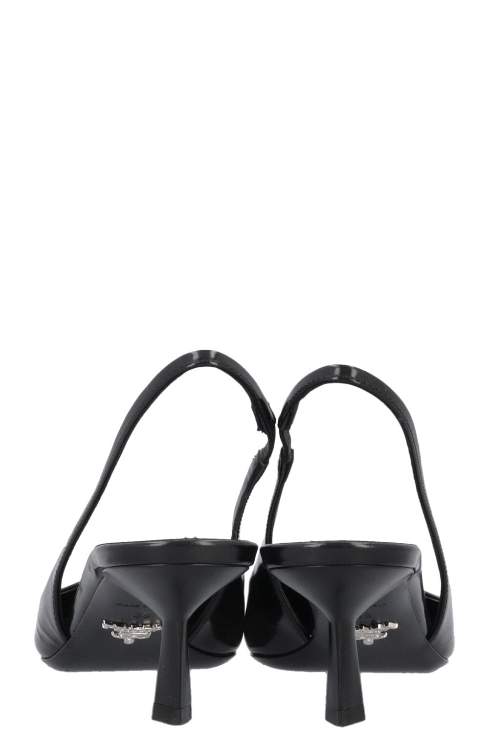 PRADA Logo Plaque Slingback Heels Black