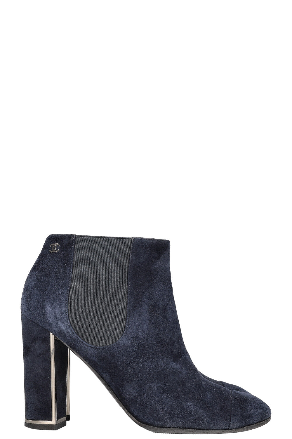 CHANEL Chelsea Boots Suede Navy