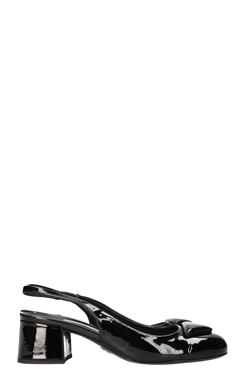 PRADA Logo Slingbacks Patent Black