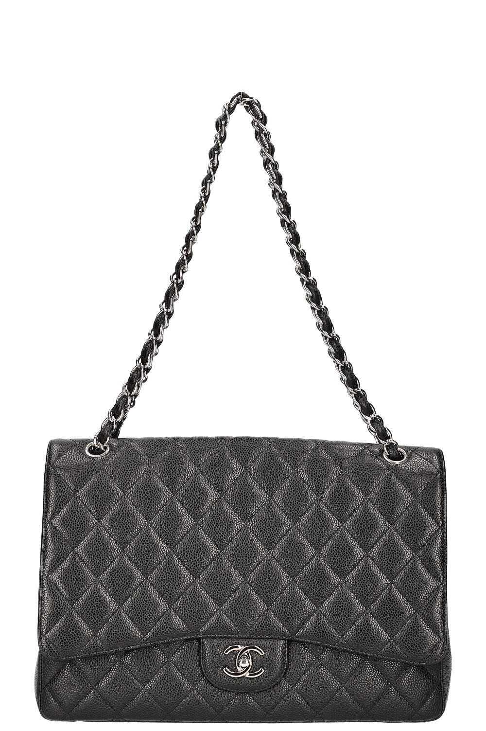 CHANEL Single Flap Bag Maxi Caviar Blacks