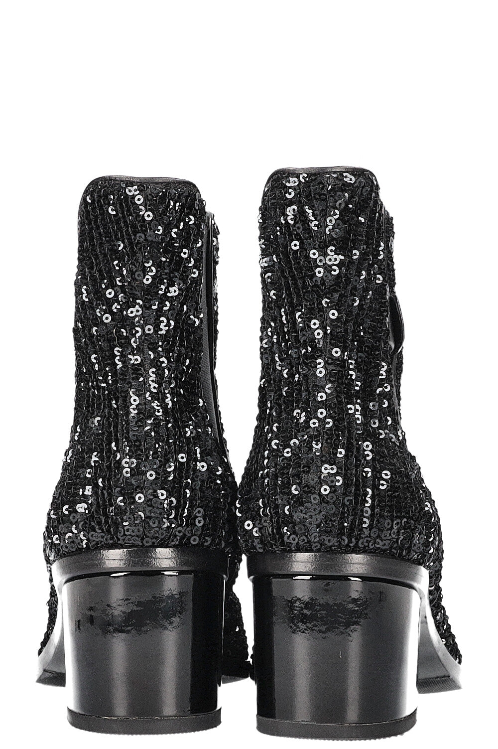CHANEL 2019 CC Sequin Chelsea Boots Black