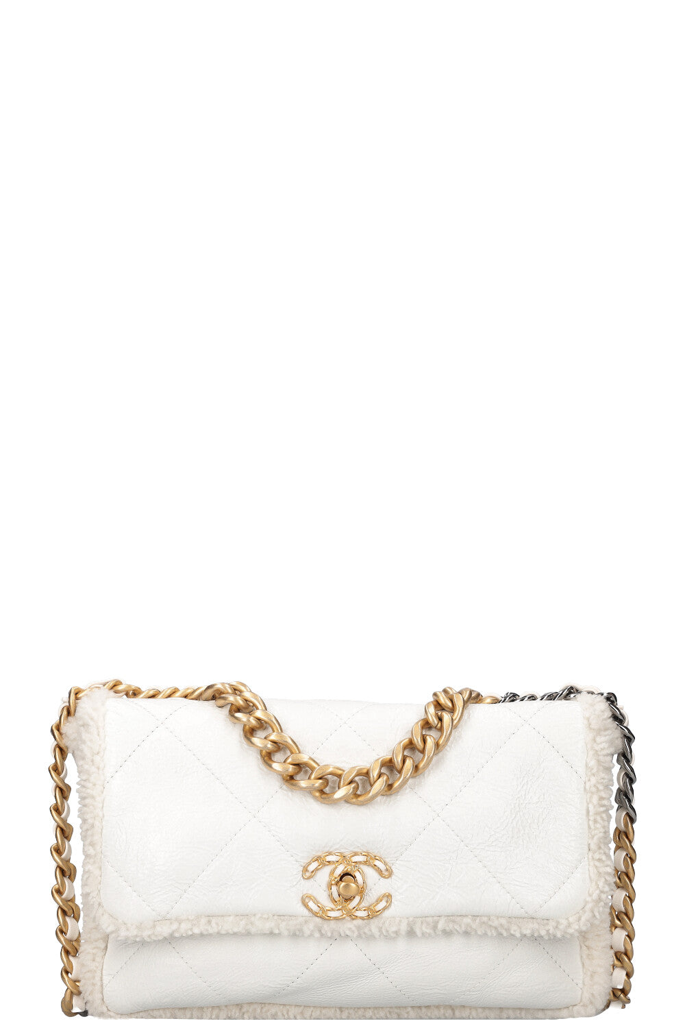 CHANEL 19 Bag White Shearling
