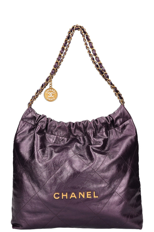 CHANEL 22 Bag Metallic Purple