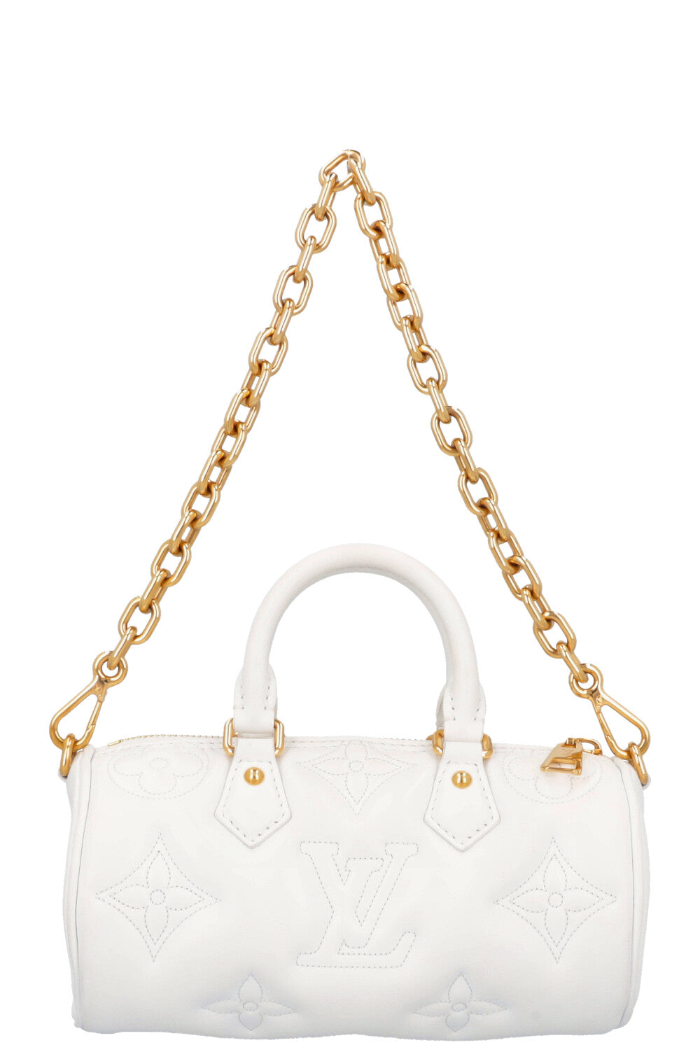 LOUIS VUITTON Papillon BB Satchel Bag White Empreinte
