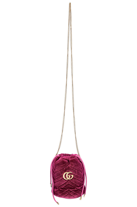 GUCCI Mini GG Marmont Bucket Bag Purple Velvet
