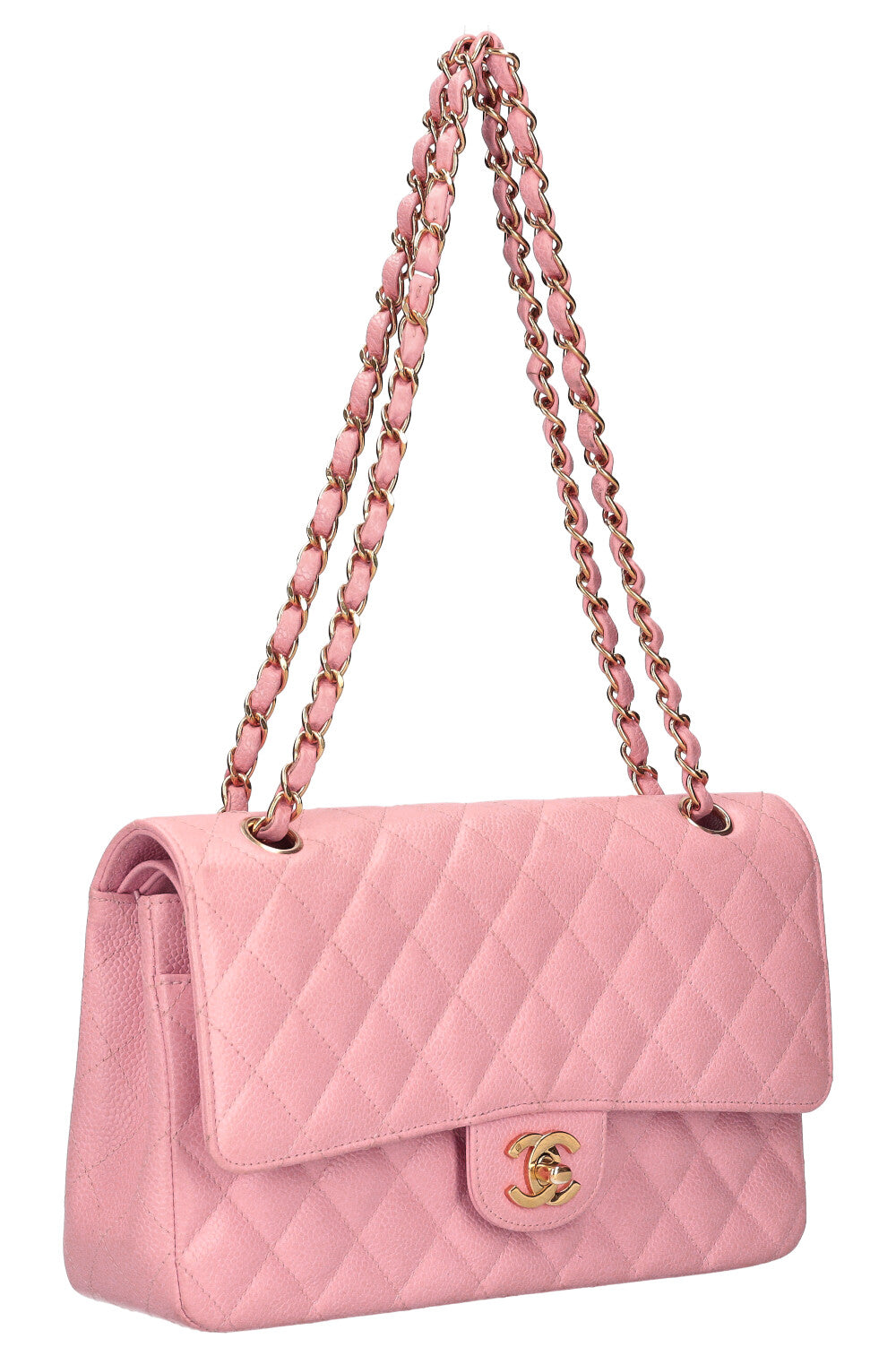 CHANEL Medium Double Flap Bag Caviar Pink