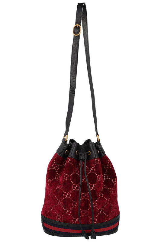 GUCCI Supreme GG Bucket Bag Velvet Red