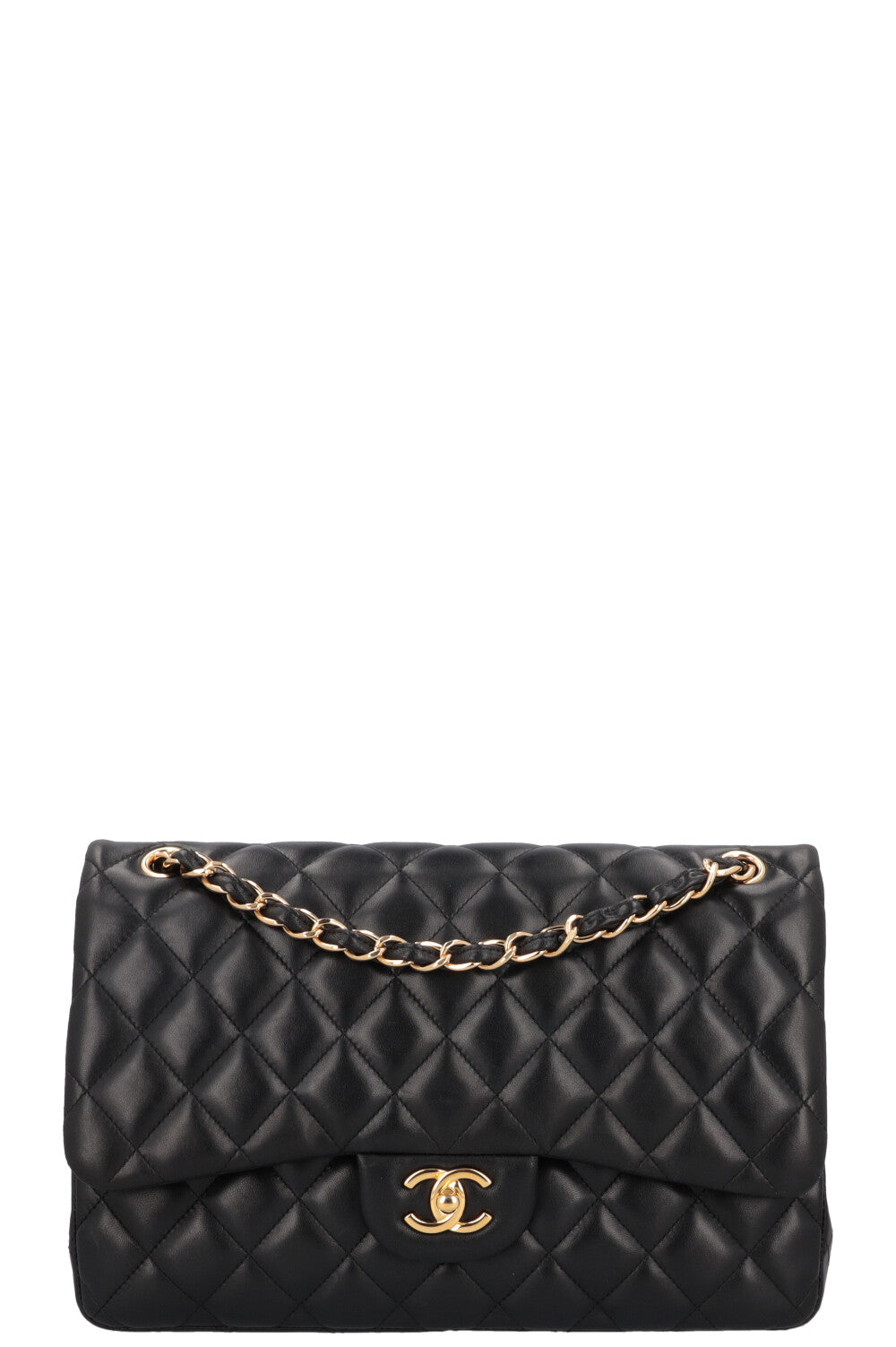 CHANEL Jumbo Double Flap Crossbody Bag Lambskin Black