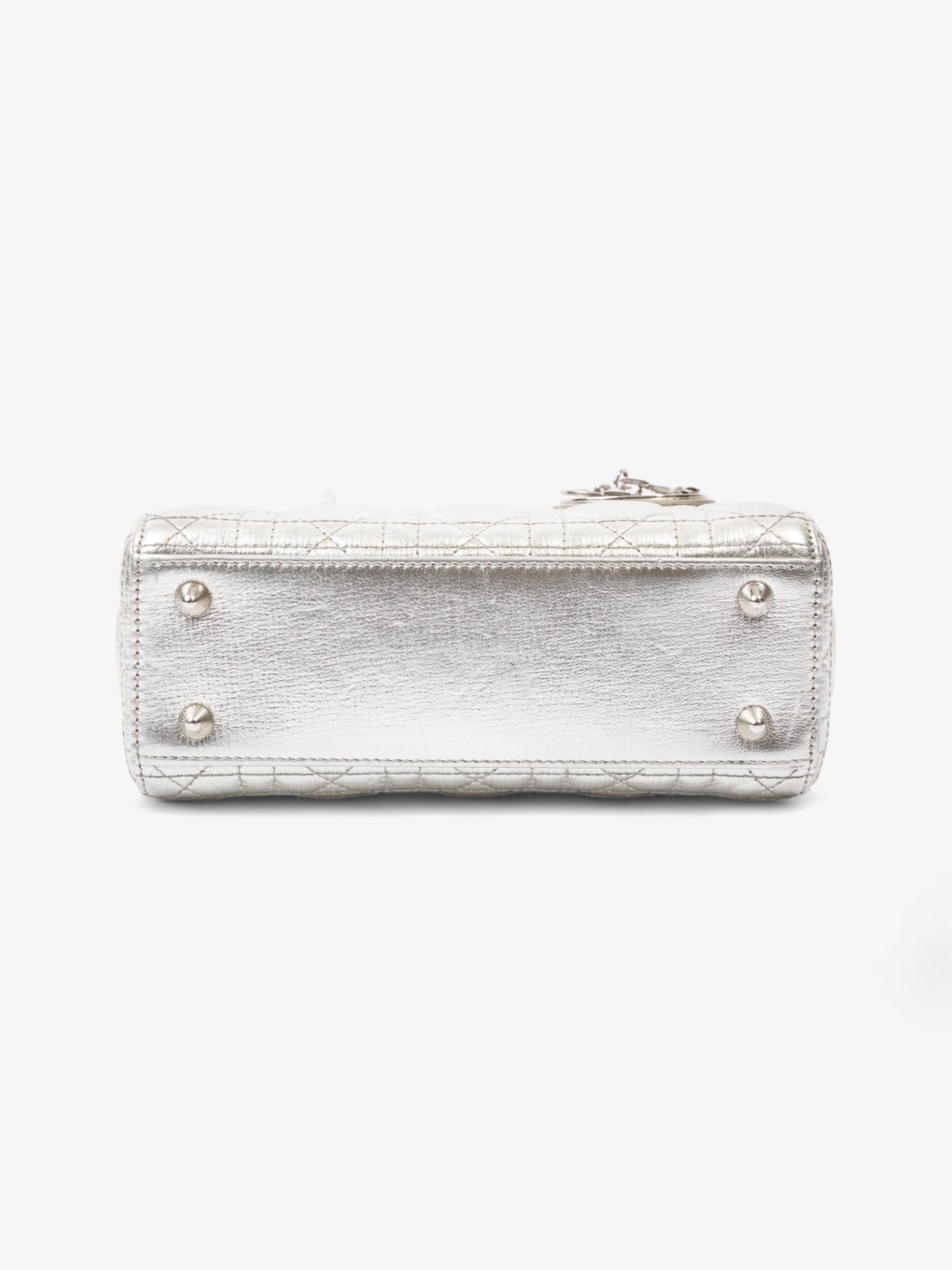 My ABCDior Lady Dior Small Metallic Silver Calfskin Leather