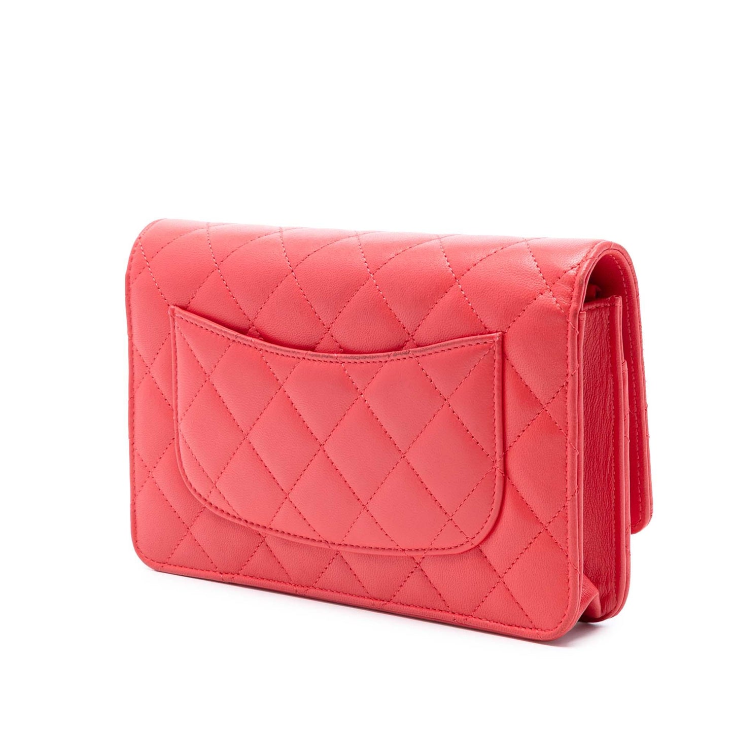 Red Chanel CC Quilted Lambskin Wallet on Chain Crossbody Bag