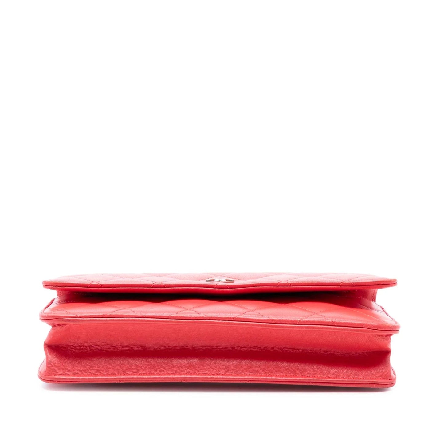 Red Chanel CC Quilted Lambskin Wallet on Chain Crossbody Bag