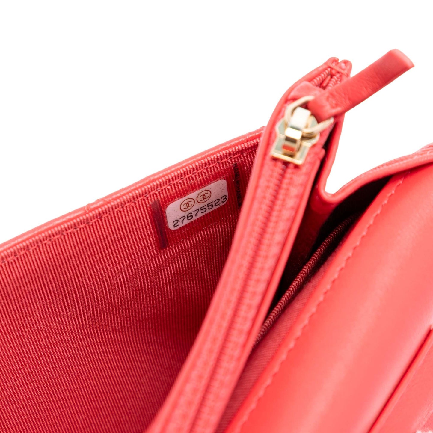 Red Chanel CC Quilted Lambskin Wallet on Chain Crossbody Bag
