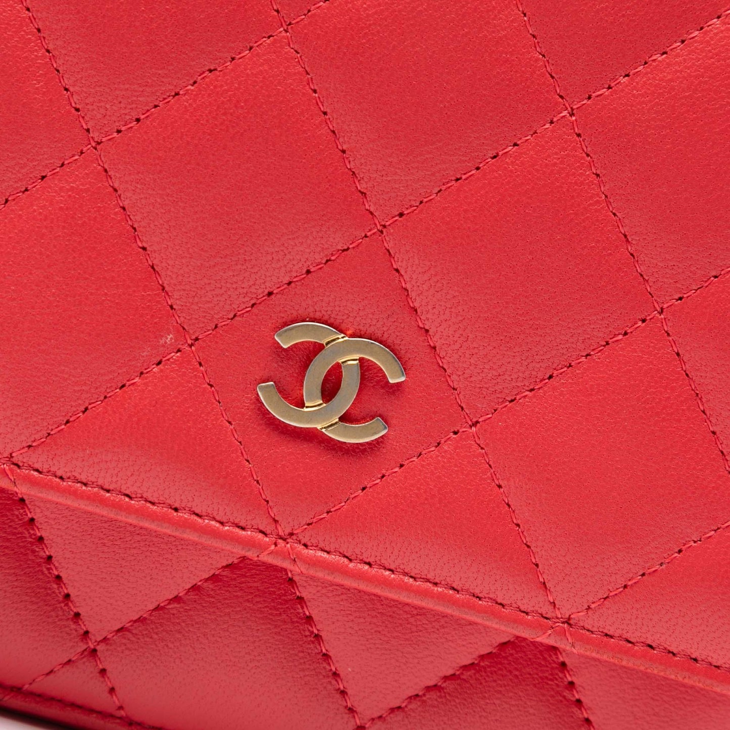 Red Chanel CC Quilted Lambskin Wallet on Chain Crossbody Bag