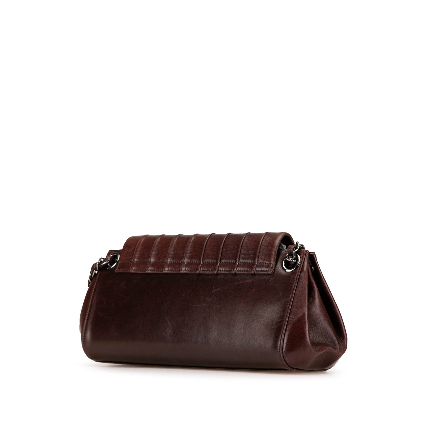 Brown Chanel Calfskin Mademoiselle Ligne Accordion Flap Shoulder Bag